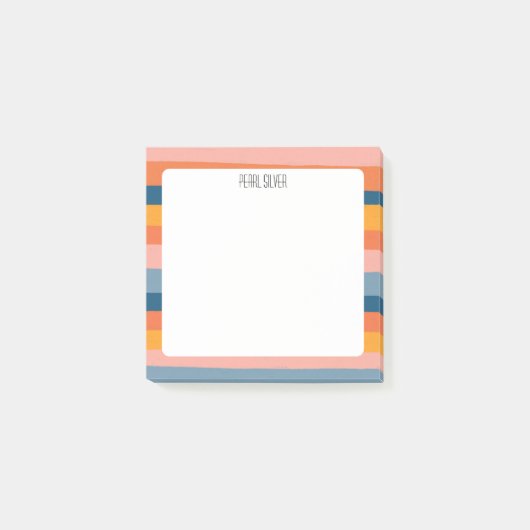 Farbige Streifen CUSTOM Chic Monogramm Personalisi Post-it Klebezettel (Vorderseite)