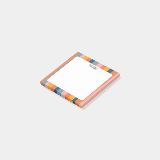Farbige Streifen CUSTOM Monogramm Personalisiert Post-it Klebezettel (angewinkelt)