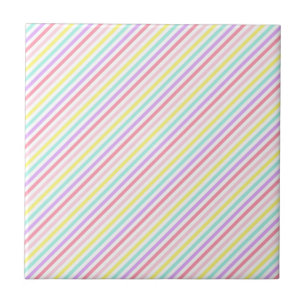 Farbige Streifen Einhorn-Rainbow-Pastellfarben Fliese