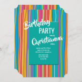 Farbige Streifen Einladung (Vorne/Hinten)