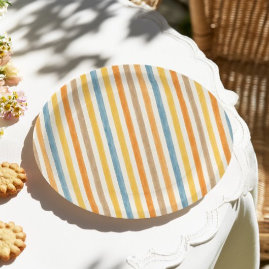 Farbige Streifen Geburtstag Pappteller