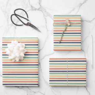 Farbige Streifen Geschenkpapier Set