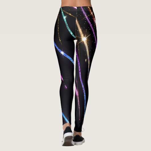 Farbige Streifen Glitzern Leggings (Rückseite)