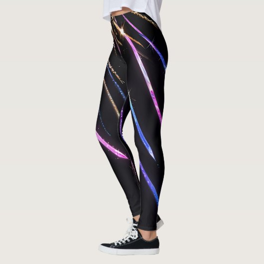Farbige Streifen Glitzern Leggings (Links)
