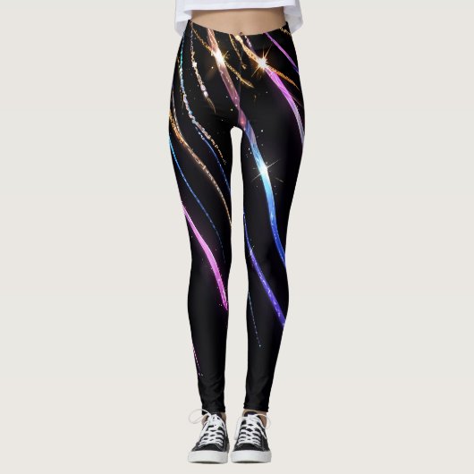 Farbige Streifen Glitzern Leggings (Vorderseite)