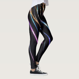 Farbige Streifen Glitzern Leggings
