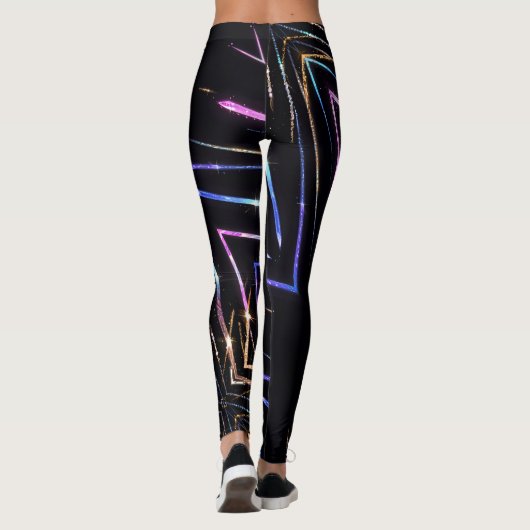 Farbige Streifen Glitzern Leggings (Rückseite)