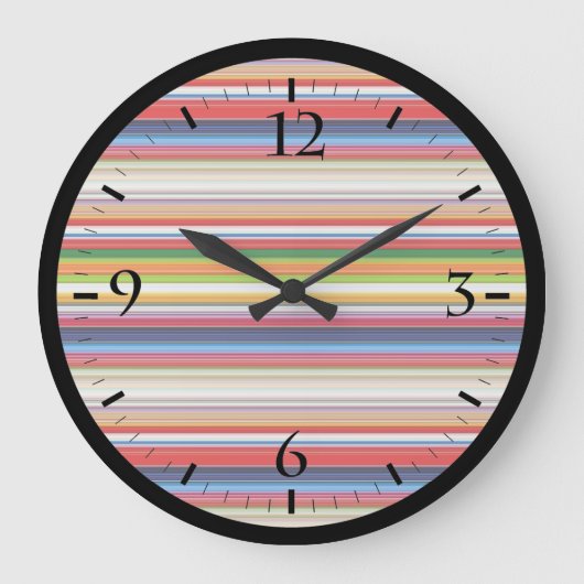 Farbige Streifen Große Wanduhr (Vorderseite)