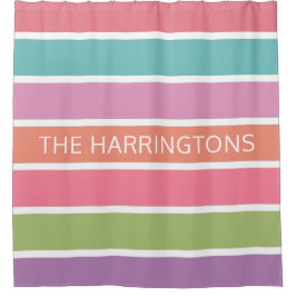 Farbige Streifen individuelle Name Duschvorhang