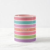 Farbige Streifen individuelle Name Tasse (Zentrum)