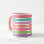 Farbige Streifen individuelle Name Tasse (Vorderseite Links)