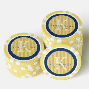 Farbige Streifen-Kreis-Familienmonogramm Pokerchips