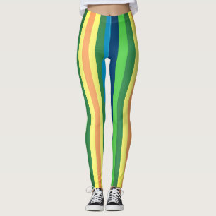 Farbige Streifen Leggings, grün, blau, gelb Leggings