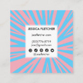 Farbige Streifen Minimalistisch rosa blaue soziale Quadratische Visitenkarte (Rückseite)