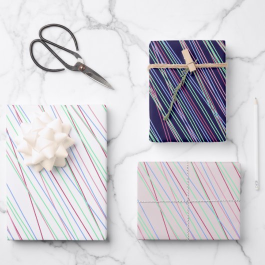 Farbige Streifen Minimalistisches Muster Geschenkpapier Set (Vorderseite)