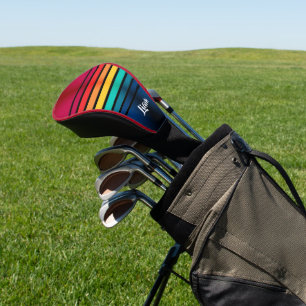 Farbige Streifen mit Personalisiertem Namen Golf Headcover