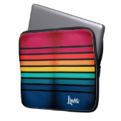 Farbige Streifen mit Personalisiertem Namen Laptopschutzhülle (Vorderseite Links)