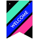 Farbige Streifen Mix - Minze, königsblau, rosa Wimpelkette (Zweite Fahne)