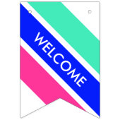 Farbige Streifen Mix - Minze, königsblau, rosa Wimpelkette (Dritte Fahne)