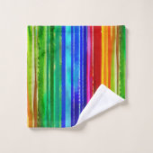 Farbige Streifen Moderne Künstlerische Regenbogenf Badhandtuch Set (Waschlappen)