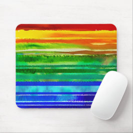 Farbige Streifen Moderne Künstlerische Regenbogenf Mousepad