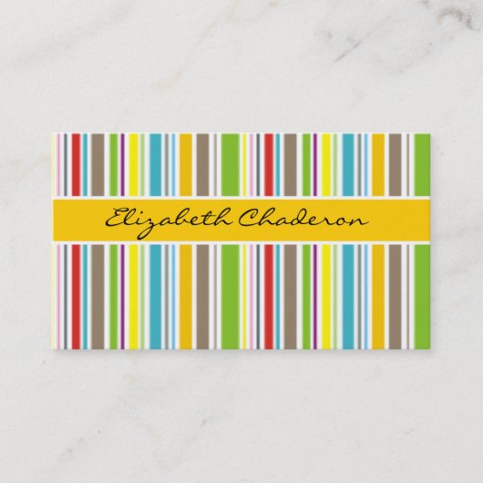 Farbige Streifen Muster gelbe Band feminin Visitenkarte (Vorderseite)