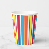 Farbige Streifen orange, blau, gelb, rot, weiß Pappbecher (Rechts)
