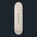 Farbige Streifen Personalisiert Name Skateboard<br><div class="desc">Mit diesen lustigen,  farbenfrohen Streifen am Boden Ihres Skateboards machen Sie sich selbst ein Bild. Personalisieren Sie mit Ihrem Namen oder klar,  um nur die von Hand gezeichnet Streifen.</div>