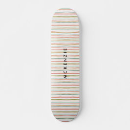 Farbige Streifen Personalisiert Name Skateboard