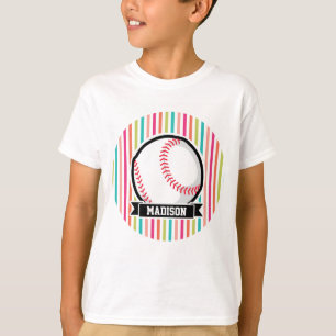 Farbige Streifen; Personalisiertes Softball T-Shirt
