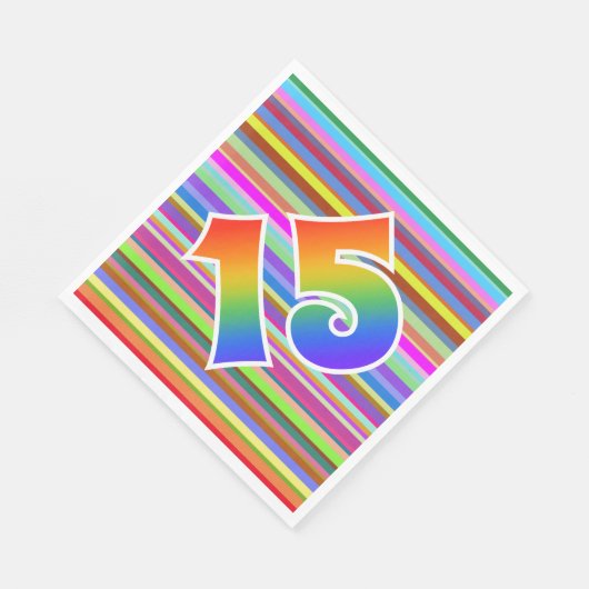 Farbige Streifen + Regenbogenmuster "15" Event # Serviette (Ecke)