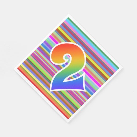 Farbige Streifen + Regenbogenmuster "2" Ereignis # Serviette (Ecke)