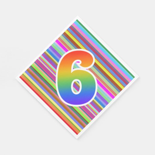 Farbige Streifen + Regenbogenmuster "6" Ereignis # Serviette (Ecke)