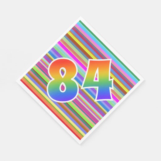 Farbige Streifen + Regenbogenmuster "84" Event # Serviette (Ecke)