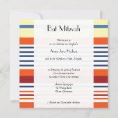 Farbige Streifen, Regenbogenstreifen, Bat Mitzvah Einladung (Vorderseite)