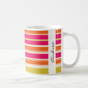 Farbige Streifen, Regenbogenstreifen, Ihr Name Kaffeetasse