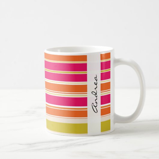 Farbige Streifen, Regenbogenstreifen, Ihr Name Kaffeetasse (Rechts)