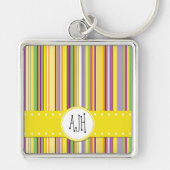 Farbige Streifen, Regenbogenstreifen, Monogramm Schlüsselanhänger (Vorne)