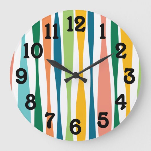 Farbige Streifen Retro-Schwarz-Acrylwand-Uhr Große Wanduhr (Vorderseite)