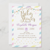 Farbige Streifen, Stars Kinderdusche Einladung (Vorderseite)