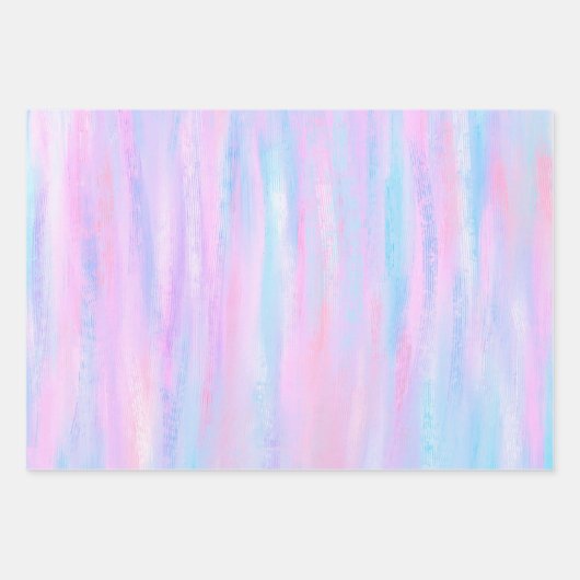 Farbige Streifen Türkis Pink Lila Geschenkpapier Set (Vorderseite)