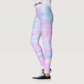 Farbige Streifen Türkis Pink Lila Leggings (Links)