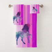 Farbige Streifen und Einhorn Badhandtuch Set (Insitu)