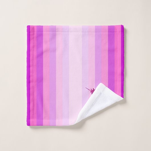 Farbige Streifen und Einhorn Badhandtuch Set (Waschlappen)