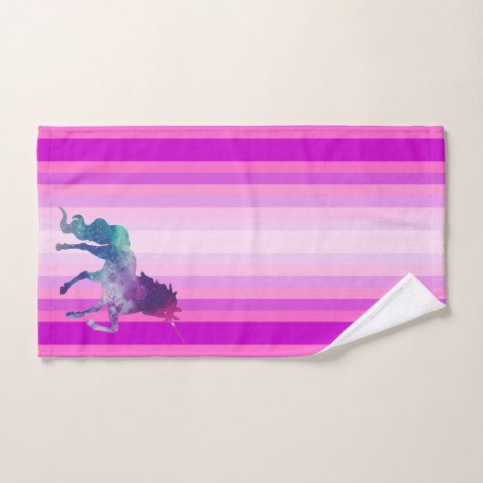Farbige Streifen und Einhorn Badhandtuch Set (Handtuch)