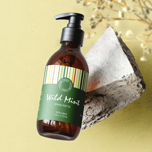 Farbige Streifen und grünes, kosmetisches Flaschen Rechteckiger Aufkleber