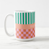 Farbige Streifen und Karos Grün rosa Orange Kaffeetasse (Links)