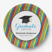 Farbige Streifen und Personalisierter Abschluss mi Pappteller (Vorderseite)