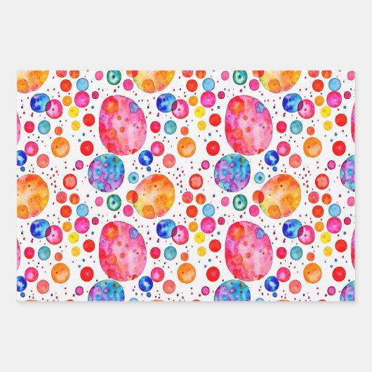 Farbige Streifen und Polka-Punkte Geschenkpapier Set (Vorderseite 2)