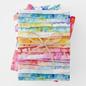 Farbige Streifen und Polka-Punkte Geschenkpapier Set (Beispiel)